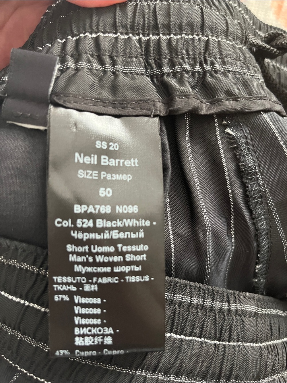 Neil Barrett City Shorts Black White Pinstripe Italian Made - Picture 6 of 11